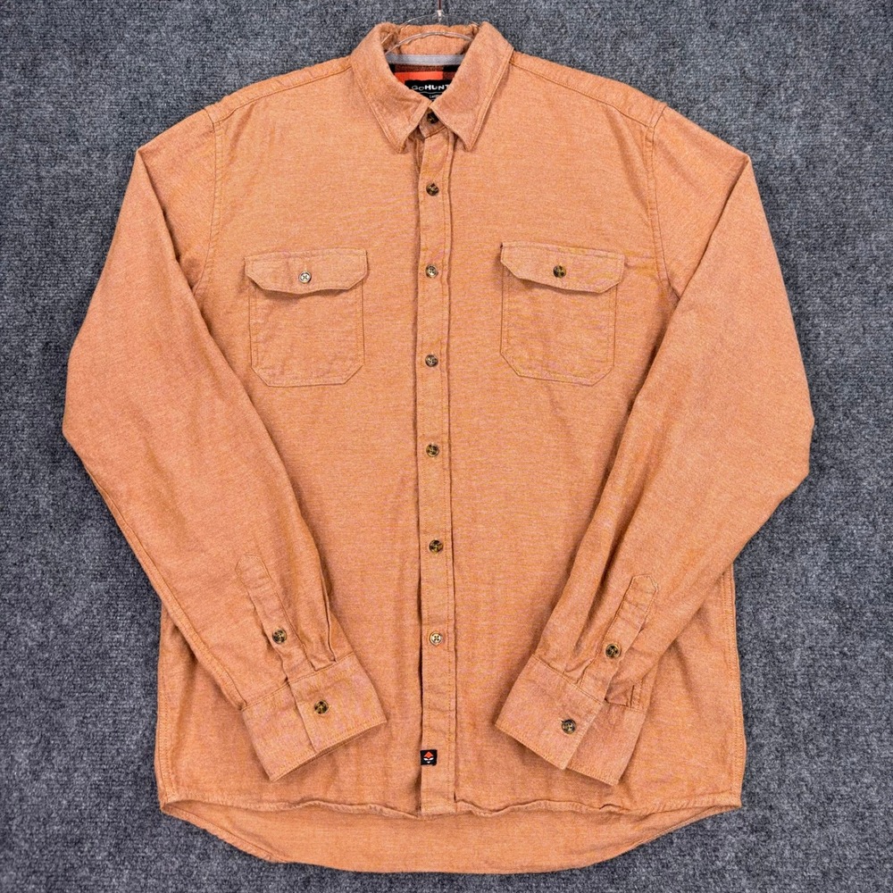 GoHUNT Mens Large Orange Heathered Long Sleeve Flannel Lined Button Down Shirt